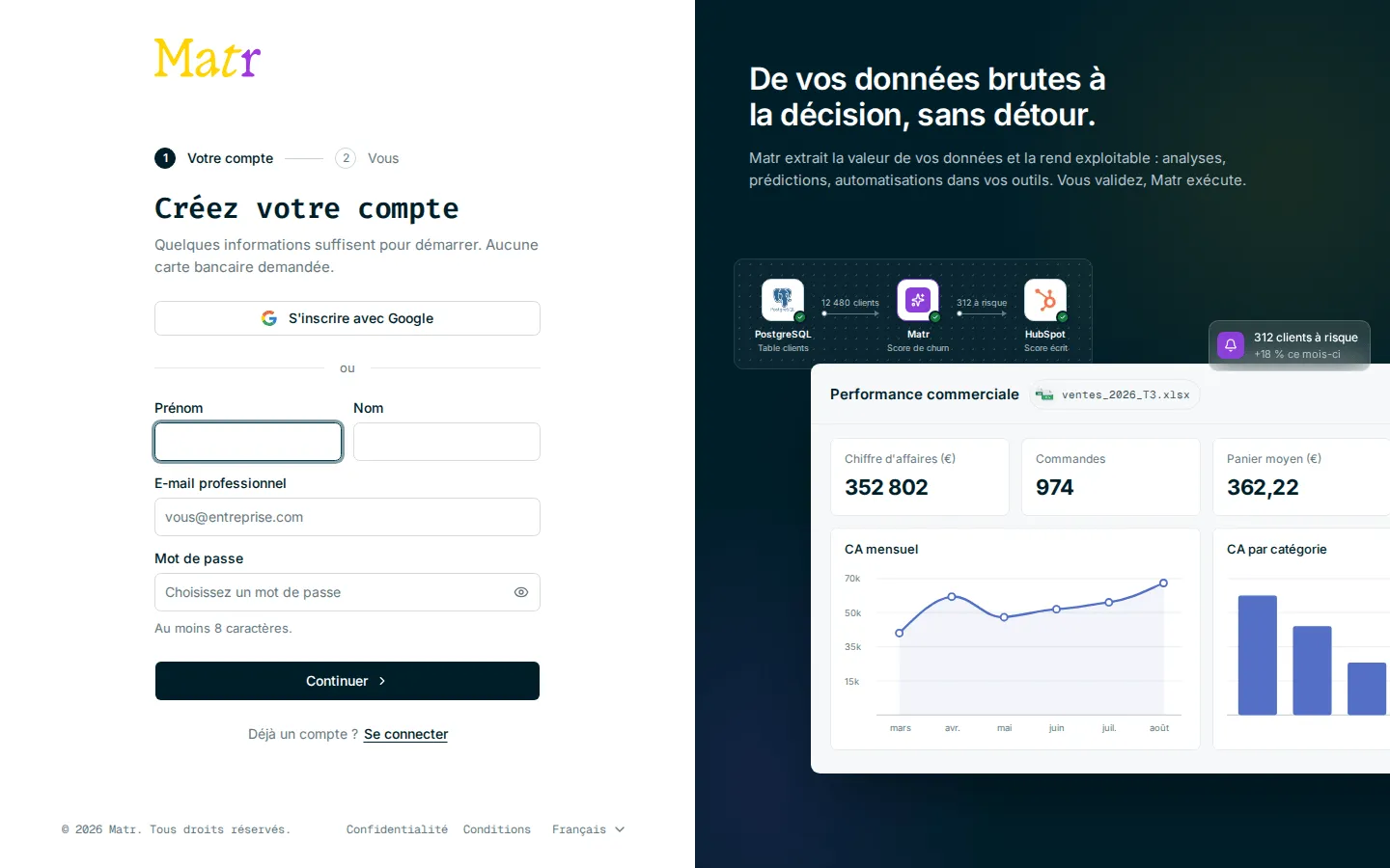 Étape Créez votre compte avec le fil Votre compte puis Vous